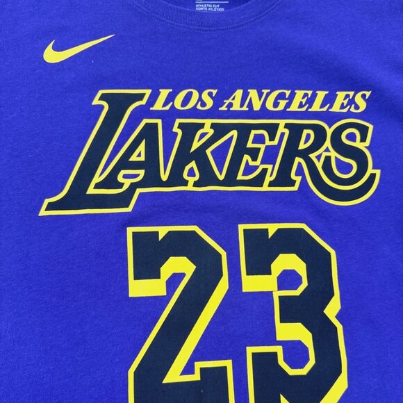 Nike Lakers 23 LeBron James T Shirt Tee Mens 2XL Purple NBA Dri-Fit Basketball - Picture 6 of 11